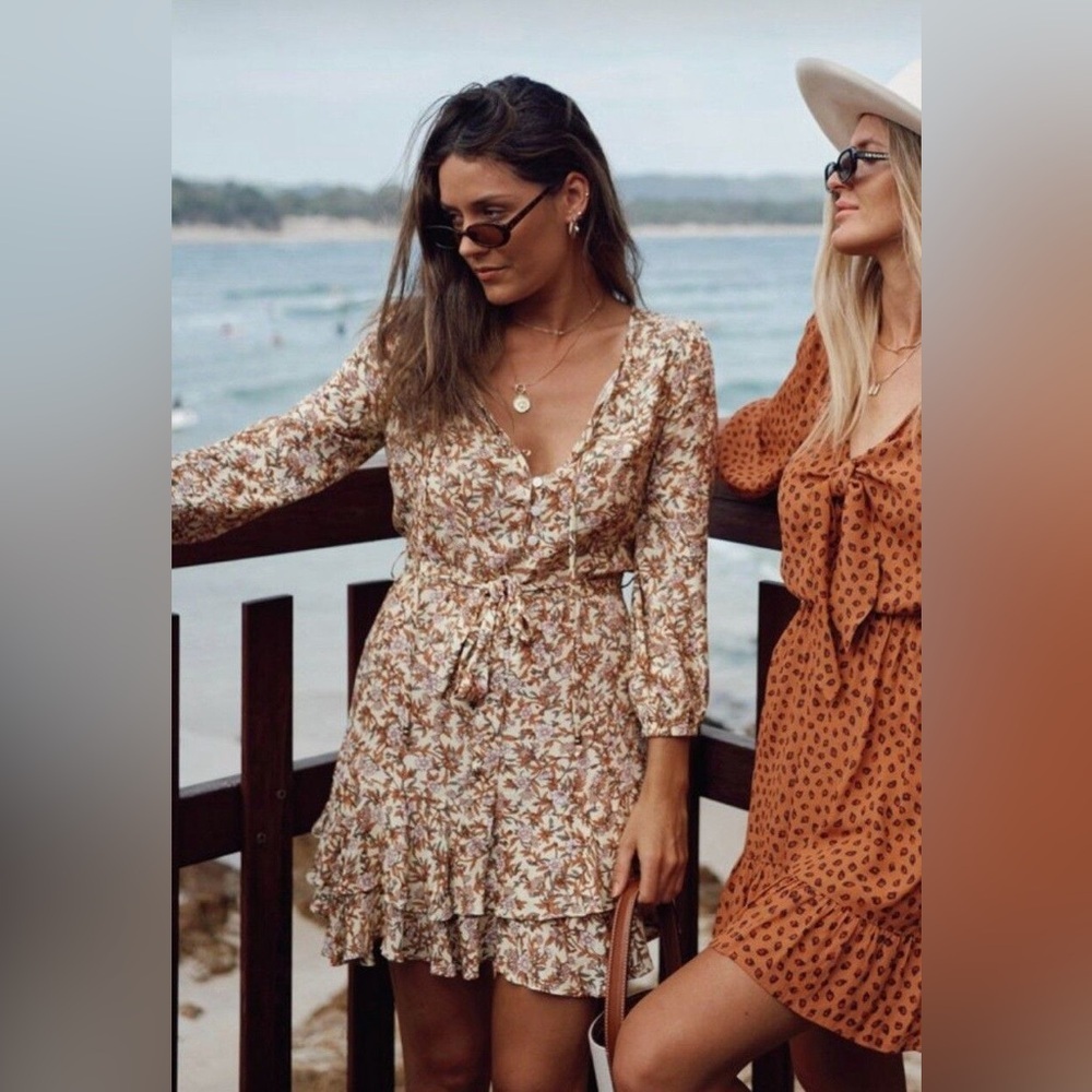 Kivari Isabella Palydress Mini Dress Yellow & Pink Floral Women’s S NEW